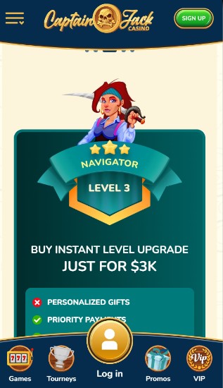 Captain Jack Casino VIP Program at online casino for real money