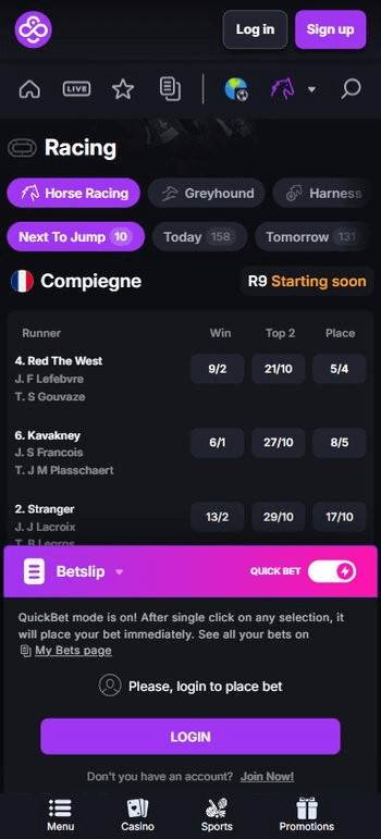 CoinCasino Horse Racing Markets