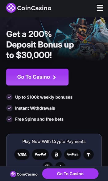 CoinCasino welcome bonus