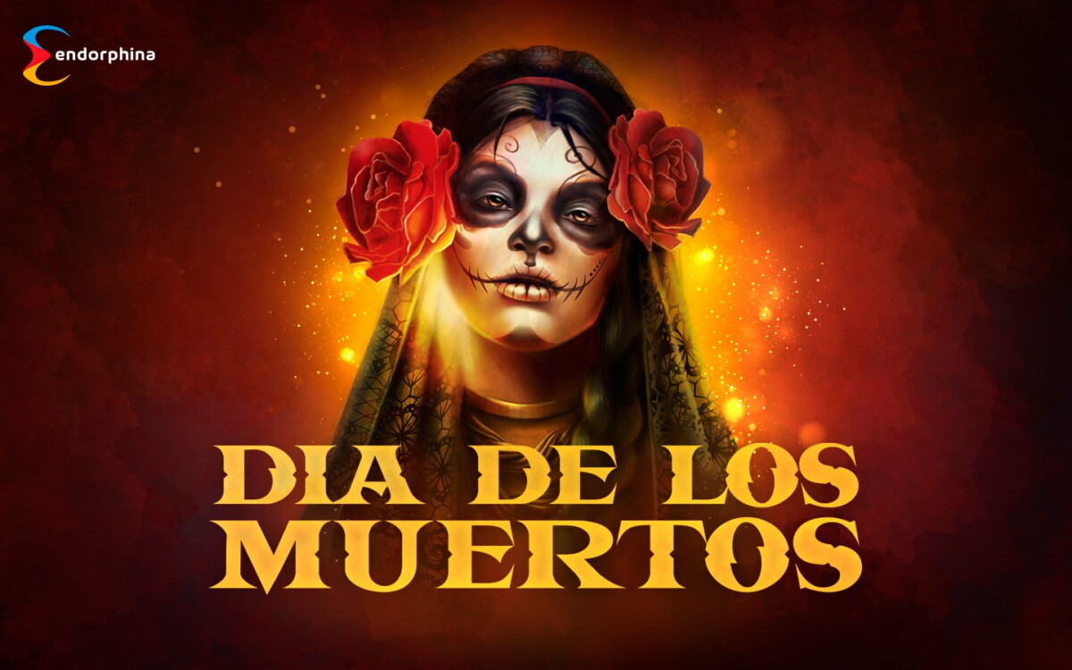 A woman with a painted skull face, adorned with red roses and a black veil, represents Dia de los Muertos