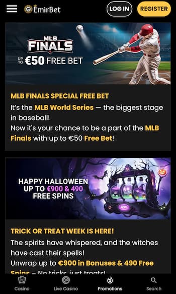 A screenshot with a selection of available bonuses when sports betting in Qatar