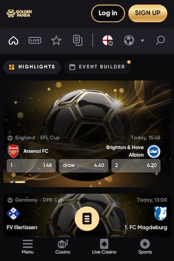 Golden Panda betting highlights screen