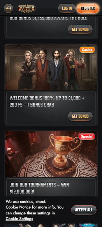 Gransino Casino NZ welcome bonus