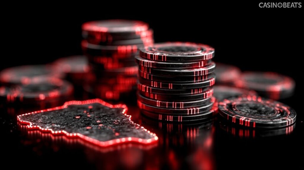 casino chips laying on the table