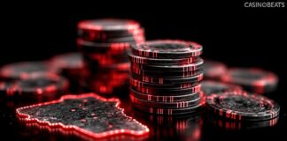 casino chips laying on the table