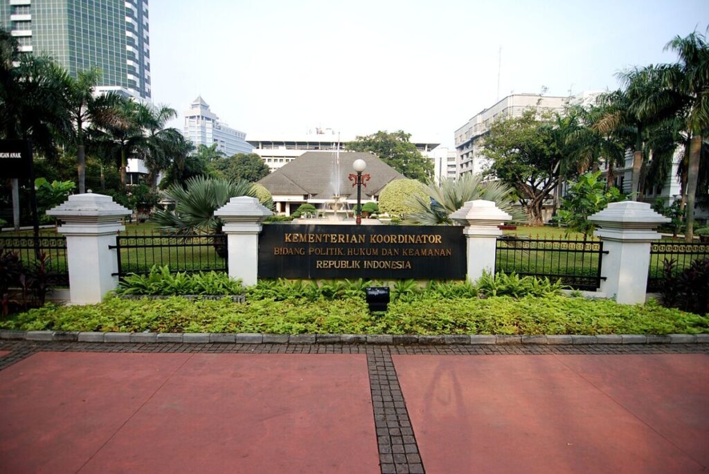 The headquarters of the Indonesian Coordinating Ministry for Political, Legal, and Security Affairs (Kemenko Polkam).