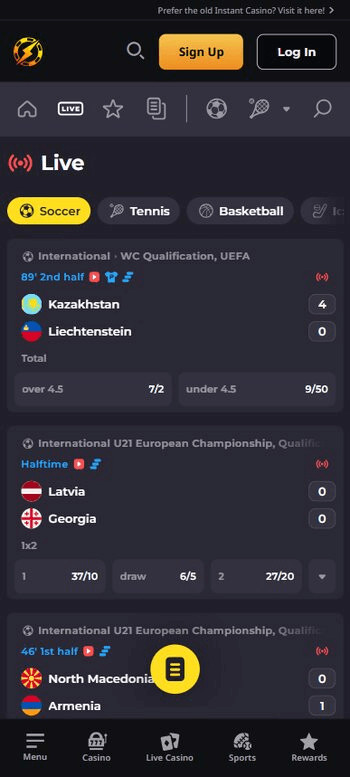 Instant Casino Football Betting