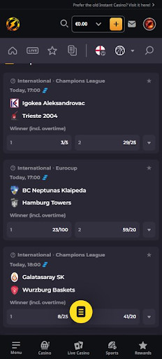 Instant Casino UEFA Champions League Betting Odds