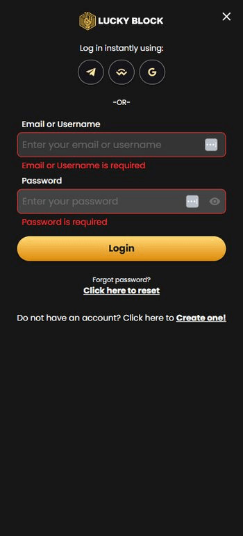 Lucky Block Registration Page