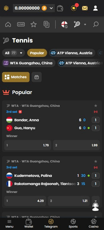 Lucky Block Tennis Betting Markets