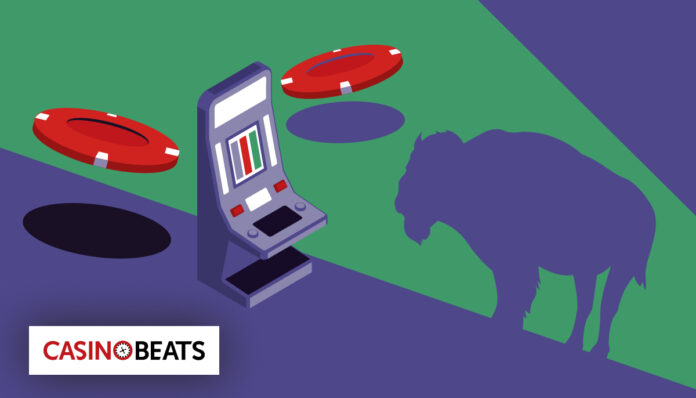 Mastering Buffalo Slots Gameplay, RTP, and Strategy Essentials Illustration of a slot machine with spinning reels on grass and purple background. Two large poker chips hover nearby. A buffalo silhouette is visible