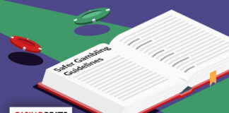 Illustration of an open book titled "Safer Gambling Guidelines"