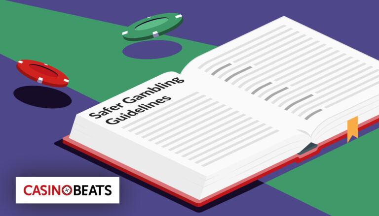 Illustration of an open book titled "Safer Gambling Guidelines"