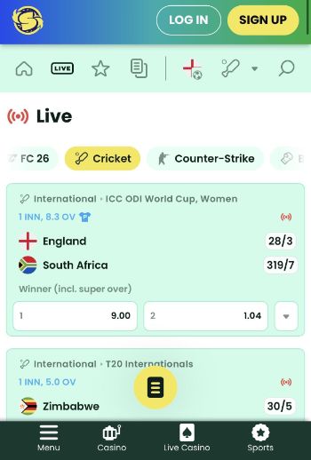 Samba Slots live betting screen