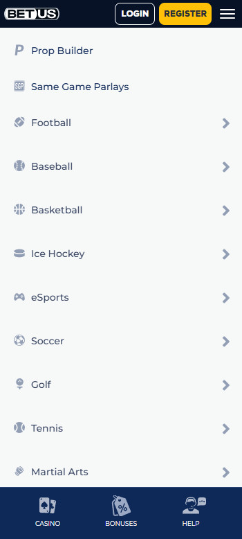 Bet US list of sports that you can bet on