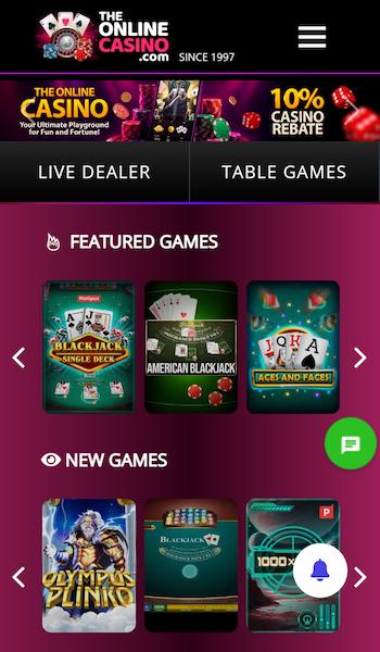 The Online Casino lobby
