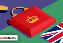 Graphic showing a red briefcase with a crown symbol representing the UK government budget
