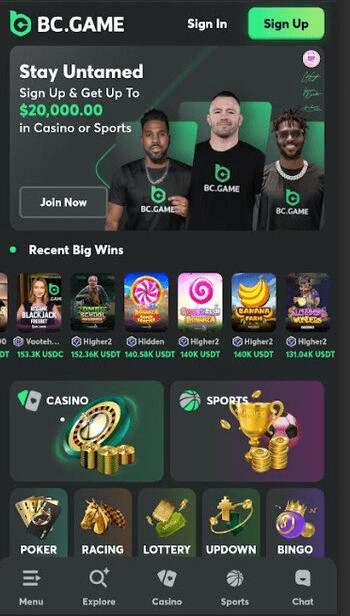 BC.Game Best BNB casinos homepage