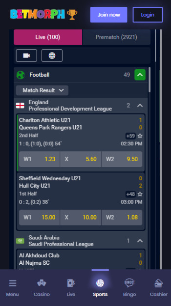 betmorph football betting
