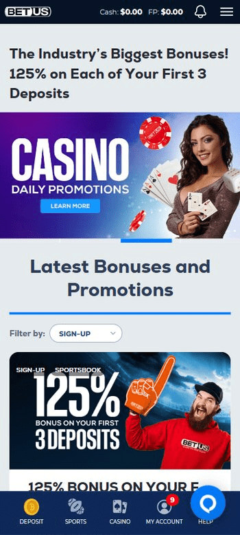 Bet US california sportsbooks homepage offer