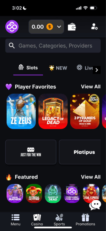 CoinCasino slots page