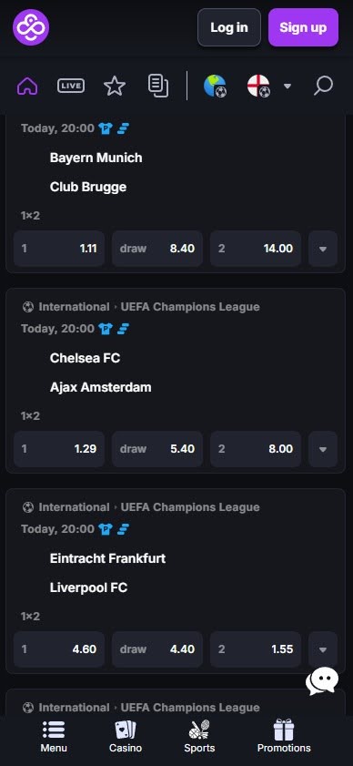 CoinCasino betting screen