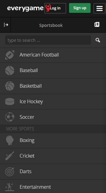 Everygame sports list