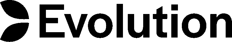 Evolution company logo on dark background.