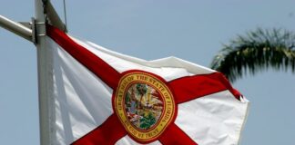 Florida Authorities Push Felony Penalties After Latest Lee County Arcade Raids Florida state flag waving against a clear sky