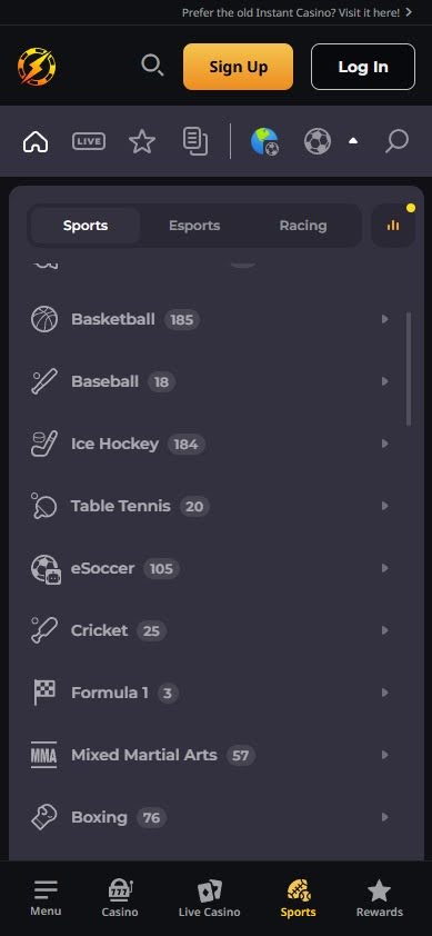 Instant Casino sports betting NZ sports options