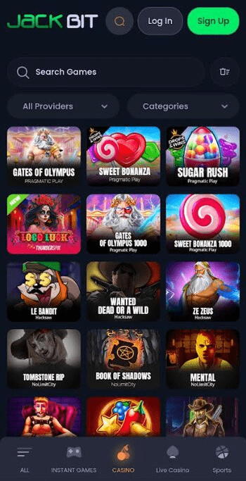 Jackbit casino games page