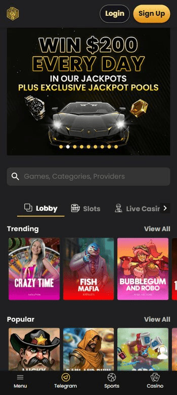 lucky block casino lobby