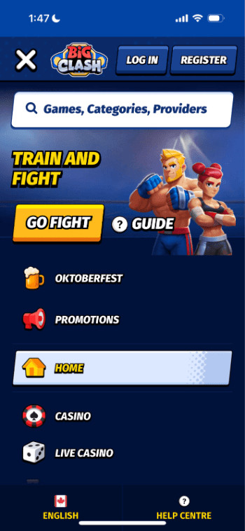 Big Clash Casino homepage