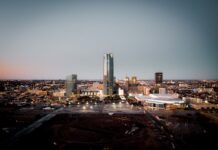 OKC Thunder Joins Push to Legalize Online Sports Betting in Oklahoma Downtown Oklahoma City skyline at dusk