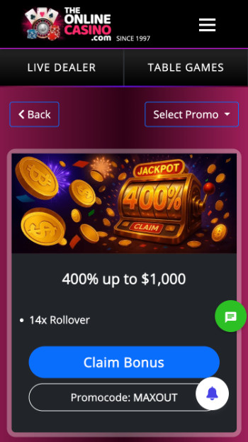 The Online Casino welcome bonus