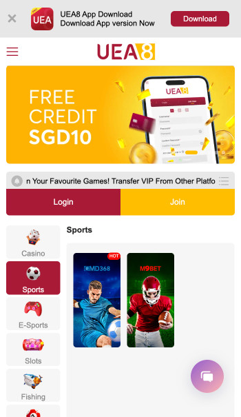 UEA8 sportsbook homepage