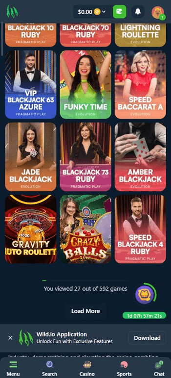 Wild.io live dealer games
