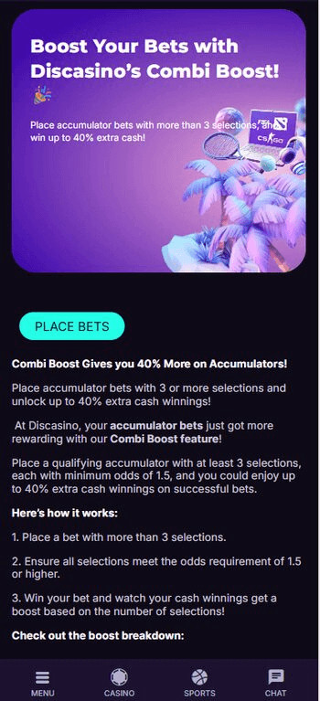 Discasino Combi Boost Sports Promotion