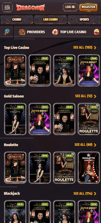 Dragonia live casino