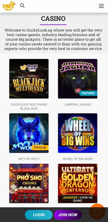 Ducky Luck Casino Lobby