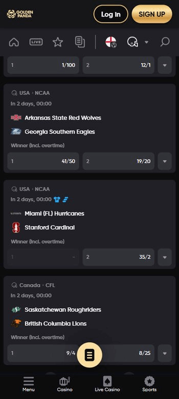 Golden Panda NCAA Basketball Betting Odds