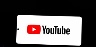 YouTube logo on a phone screen