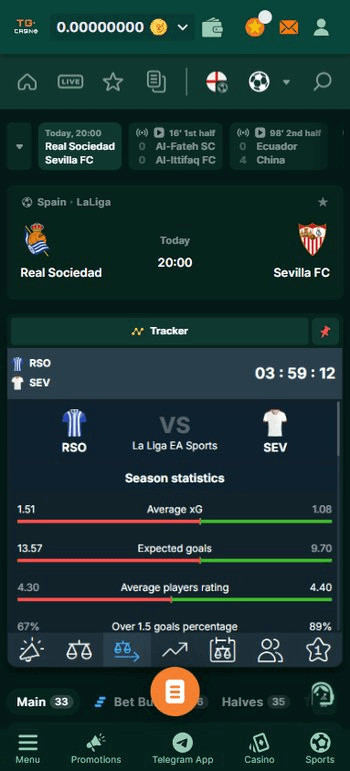 TG Casino La Liga Soccer Betting Odds