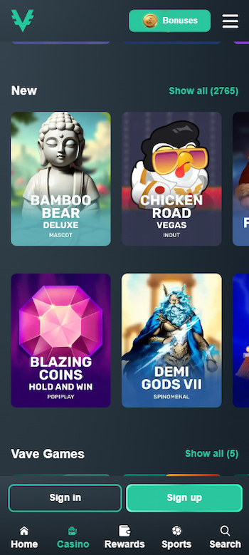 VAVE Casino best for fast withdrawals