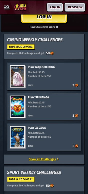 allyspin weekly challenges