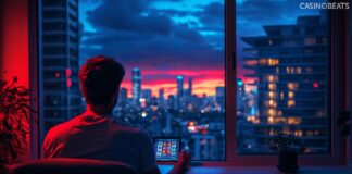 a guy playing a slot game in a casino app