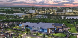 Cedar Crossing Casino Targets December 2026 Opening as Construction Advances in Cedar Rapids Rendering of the Cedar Crossing Casino exterior with parking lot and riverfront backdrop