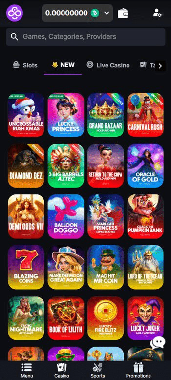 Coincasino new games screenshot