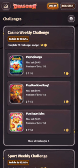 dragonia casino weekly challenges