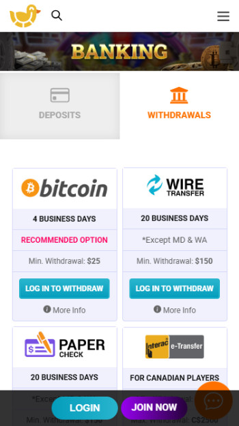 ducky luck withdrawals